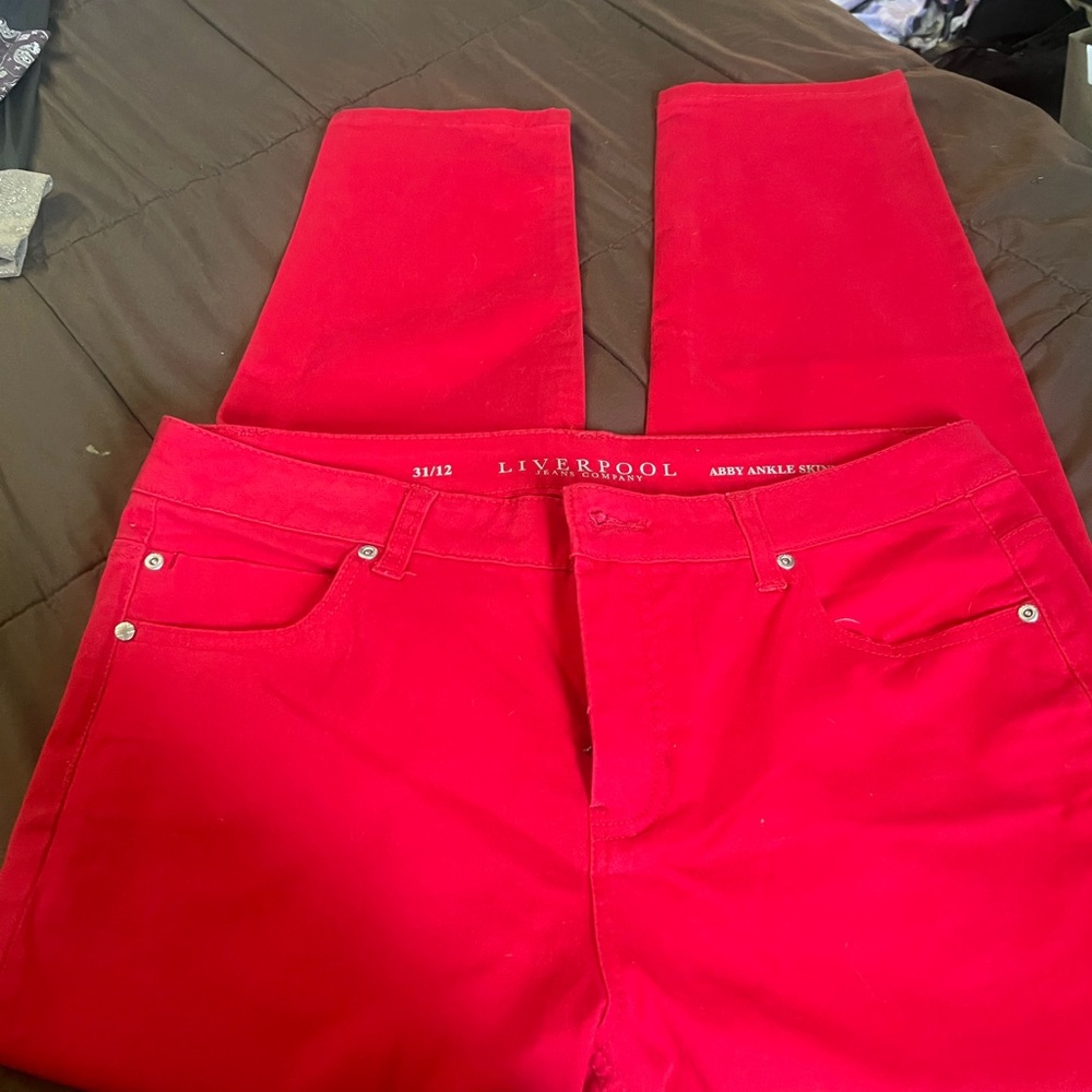 Liverpool Jeans Company Women's Bold Red Ankle Jeans